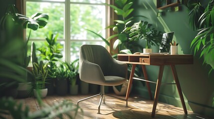 Fototapeta premium Modern empty blank interior office room for work, Mockup Frame-Minimalistic concrete coworking office