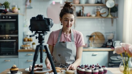 The woman baking cakes
