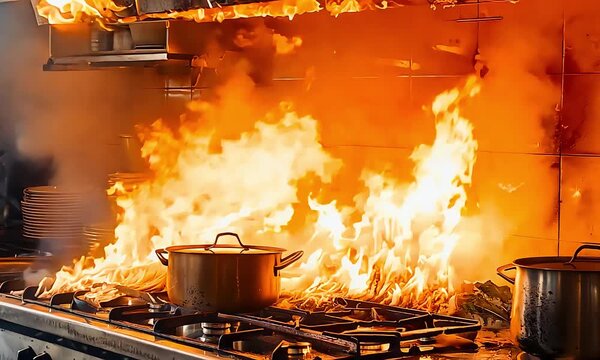 Kitchen on fire