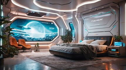 Modern Bedroom With Large Window and Bed