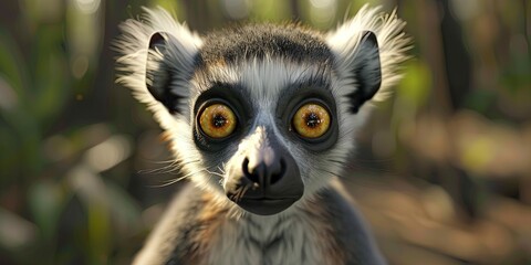 ringtail lemur 3D animation cartoon style, colorful, happy, friendly, 3d cartoon, nature, outdoors