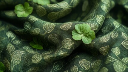 Fototapeta premium botanical textile art, elaborate centella asiatica designs on fabric represent the strong bond between this herb and traditional textile craftsmanship