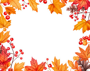 Autumn leaves and berries frame the clip art for scrapbooking against a white background, with autumn colors 
