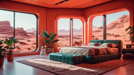 Fototapeta premium Bedroom With Large Bed