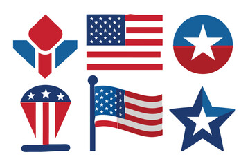  American Flag, Usa Flag Vector Icon. Isolated Silhouette Vector Icon.