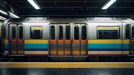 Obraz premium Subway Train Parked in Subway Station