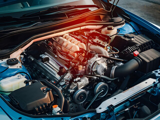 Combusti&oacute;n de gasolina del motor del coche
