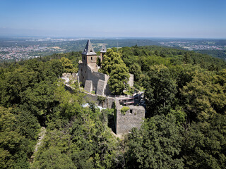 View over Frankenstein Castle towards Darmstadt and Frankfurt