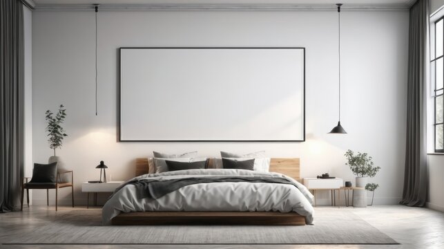 Bedroom With Large Bed and Picture on Wall