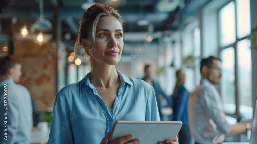 Sticker The businesswoman with tablet