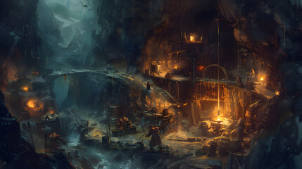 Dwarven metalworker uses ancient rune-welding techniques on a mythical artifact deep in a mountain forge. 
