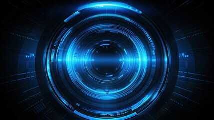 Futuristic digital lens with blue glowing elements, enhancing the perception of technology and innovation.