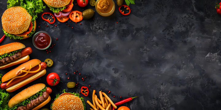 Buffet Eye-catching chalkboard background banner feature daily weekly food specials with writing space 