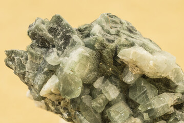 Close-up view of apophyllite crystals, highlighting their translucent and structured beauty
