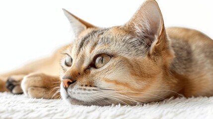 Naklejka premium Singapura cat, smallest breed on white background ideal for banner design projects