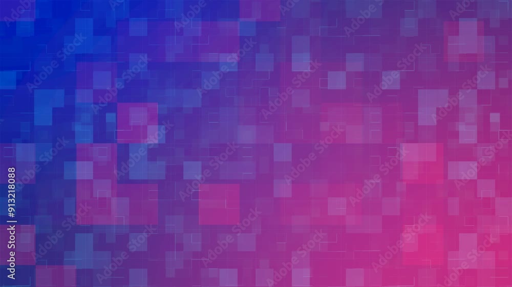 Poster a vibrant abstract shimmers background loop featuring a blend of blue and pink squares and rectangle