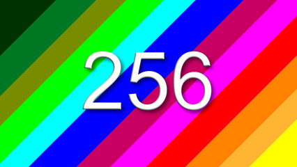 256 colorful rainbow background year number