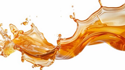 Splashes of oily liquid isolated on white background. Organic or motor oil 3D render. Drop of Cooking Oil with Air Bubbles. Icon of drop of oil or honey.