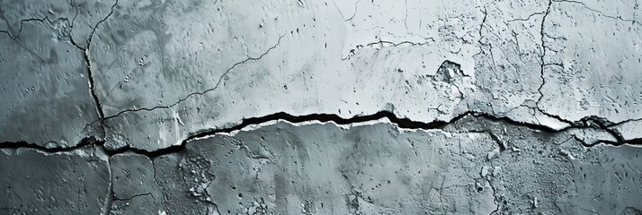 Obraz premium A cracked wall with a crack in it. The crack is long and deep