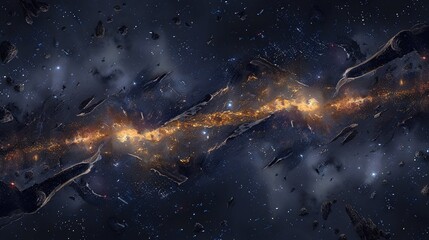 Obraz premium A space surrounded by numerous stars and a brilliant light at its focal point within the picture's central part