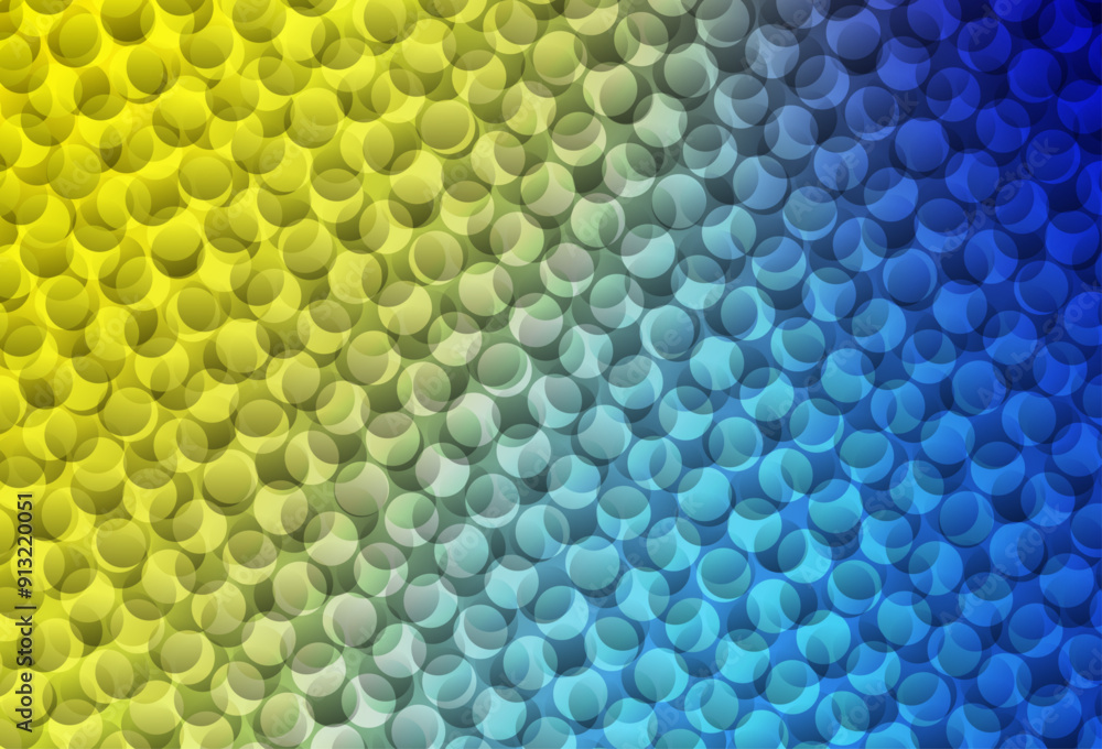 Poster light blue, yellow vector layout with circle shapes.