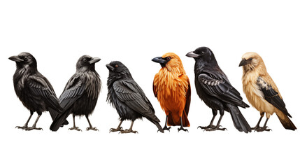 Fototapeta premium set of raven crow bird transparent background.