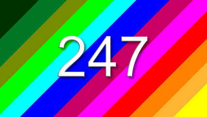 247 colorful rainbow background year number