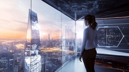 an image with a futuristic vibe, highlight the advantages of AI, high-tech style, showcase the efficiency and convenience of AI