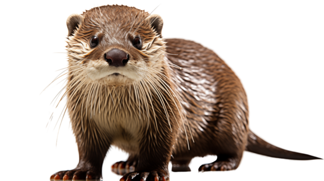 Small-clawed Otter isolated transparent background.