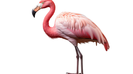 Standing flamingo transparent background.