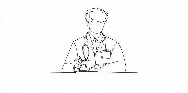 doctor writing, line art, medical professional clip art preview