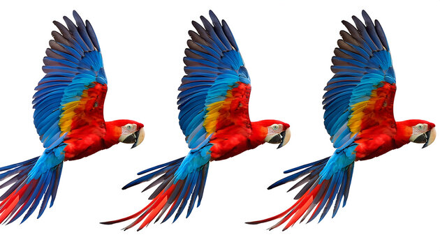  Collection of Three Birds (Flying Macaw Parrots Set - Red, Blue, Blue-and-Yellow) &ndash; A set o_1(106)