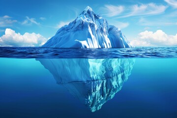 Beautiful iceberg floating in calm blue sea