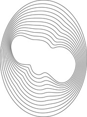 Oval round shape with wavy dynamic line. Frame border