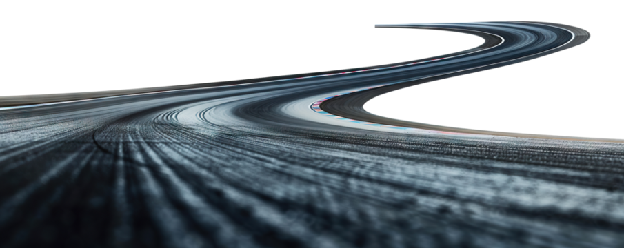 Winding road with tire tracks, cut out