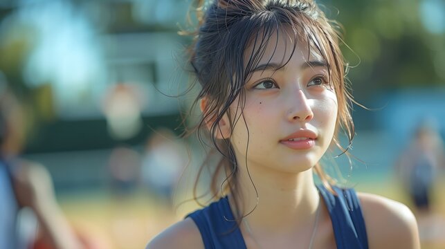 Young Athlete Concentrates During Basketball Practice at Local Park on Sunny Afternoon