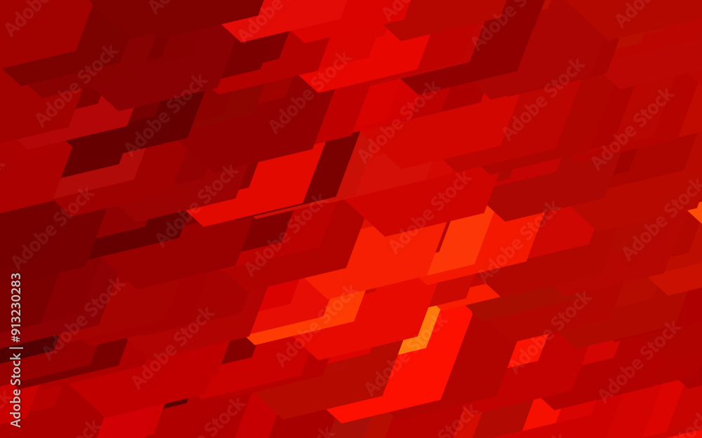 Poster dark red, yellow vector backdrop with hexagons.