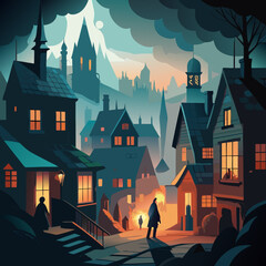 houses in the night