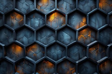 Hexagonal Pattern with Blue and Orange Hues