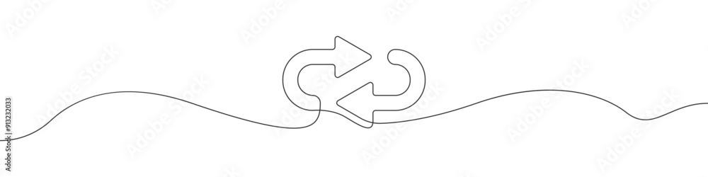 Poster circular arrows icon line continuous drawing vector. one line circular arrows icon vector background
