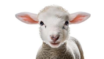 Fototapeta premium Cute White Lamb – A cute white lamb, isolated on a white background. _1(137)