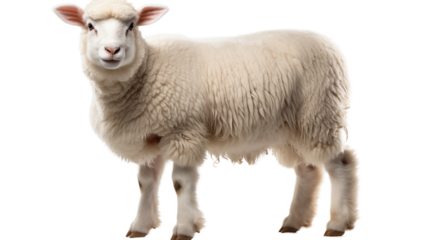 White fluffy sheep transparent background.