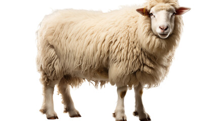 Fototapeta premium White fluffy sheep transparent background.