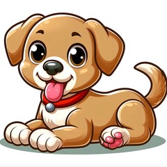 Cartoon image of a cute puppy, white background 