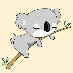 cute baby koala sleep on the tree