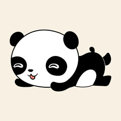 cute baby panda simple drawing vector illustration smile