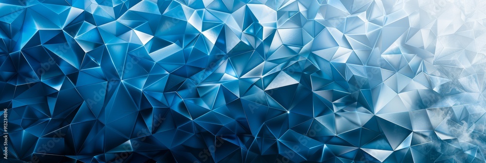 Poster modern blue mosaic texture formed by geometric triangular facets in an abstract background