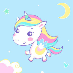 cute baby unicorn magic animal print