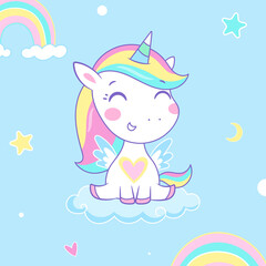 cute baby unicorn magic animal print