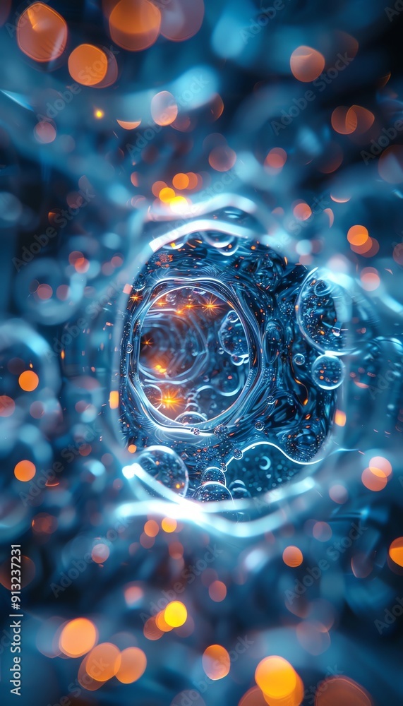 Poster intricate beauty of quantum mechanics with a digital rendering technique using cg 3d rendering showc